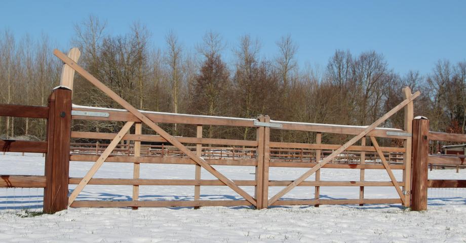 Double field gate with an arch on both sides