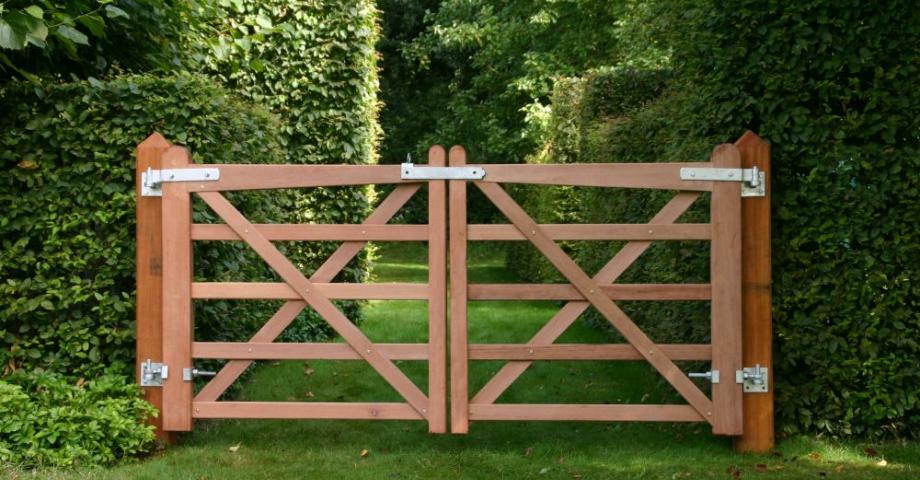 A double wooden garden gate